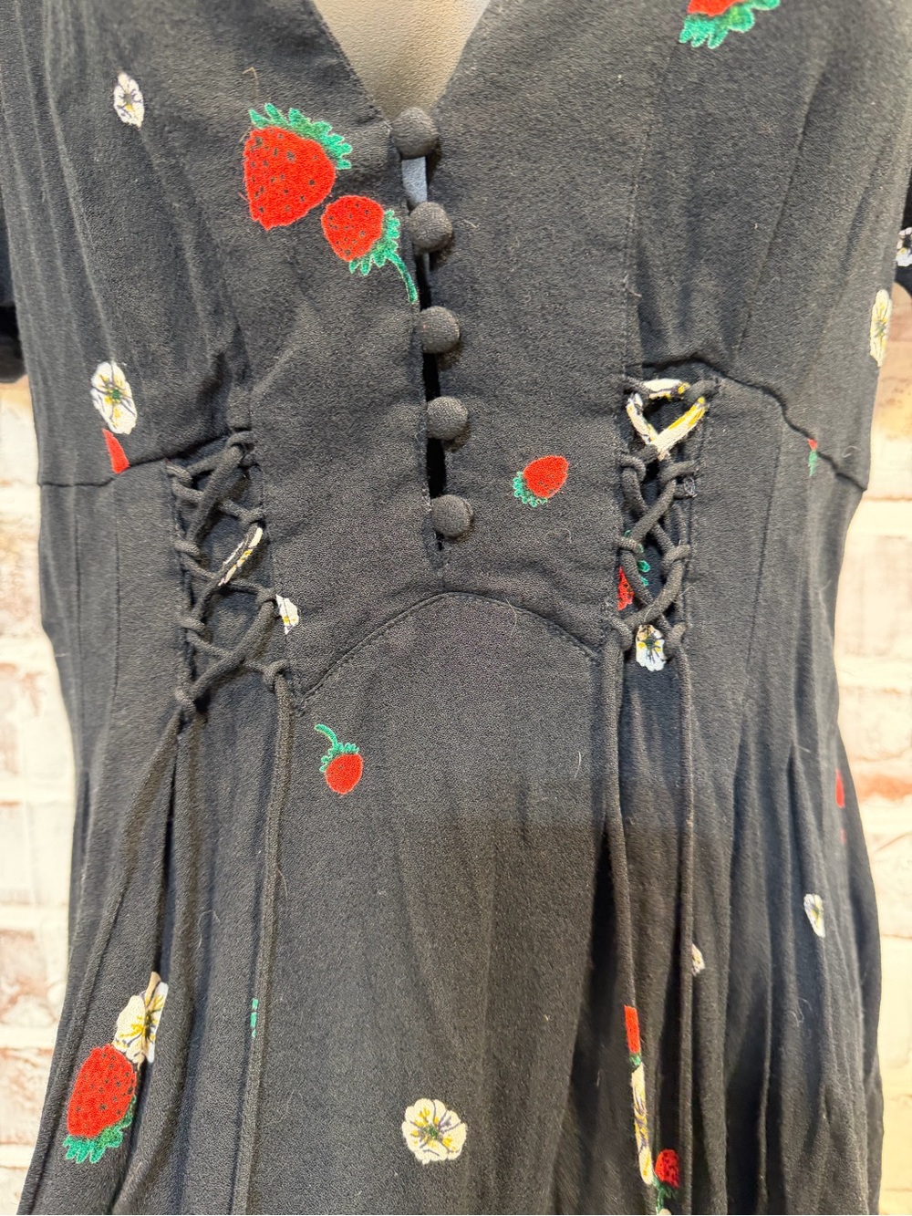 FP Black Strawberry Mini Dress size 2 - Picture 5 of 8